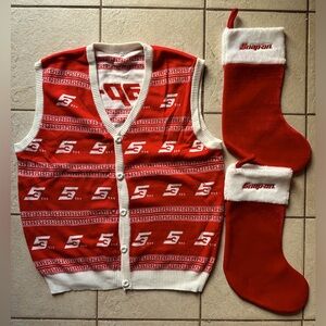 Snap On Tools Ugly Christmas Sweater Vest & Stockings